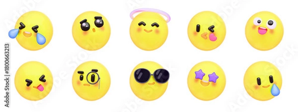 Obraz かわいい3D絵文字アイコンセット