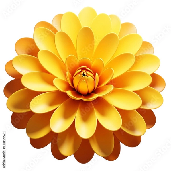Fototapeta Beautiful yellow dahlia flower isolated on transparent background, top view