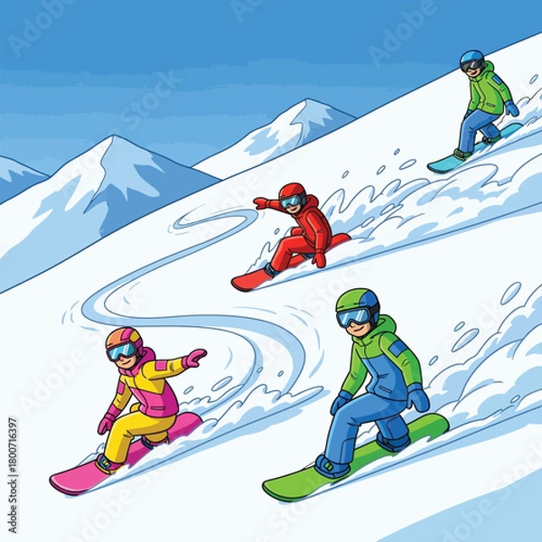 Obraz skiing in the mountains