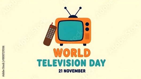 Fototapeta Celebrate world television day with a retro tv and remote, symbolizing the power of media and its impact on global communication and culture