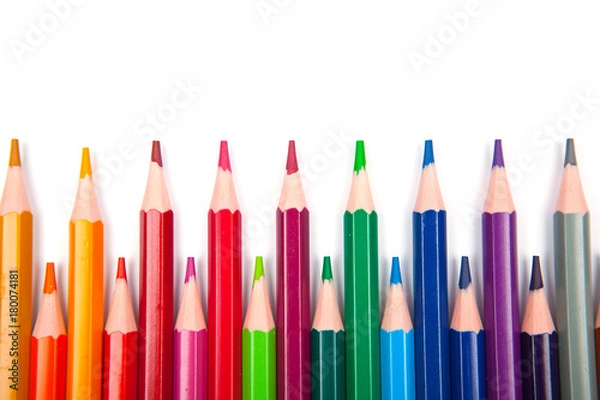 Fototapeta Color pencils isolated on white background .Close up.