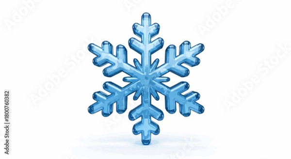 Fototapeta Elegant crystalline blue snowflake symbol representing winter's cold beauty and frosty charm, a perfect graphic element for seasonal designs and festive decorations