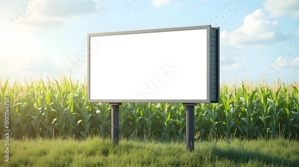 Obraz Commercial Display Mockup: Blank Billboard in Corn Field Environment