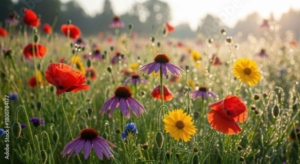 Obraz Blooming Wildflower Field in Spring