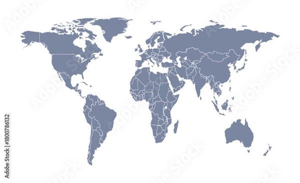 Obraz World Map Vector. Global Geography Illustration.