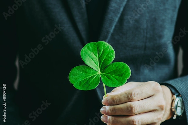 Fototapeta 植物を持っているビジネスマン