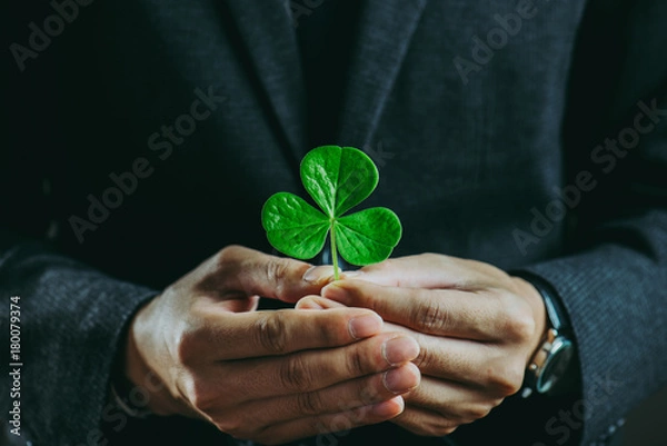 Obraz 植物を持っているビジネスマン