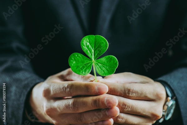 Obraz 植物を持っているビジネスマン