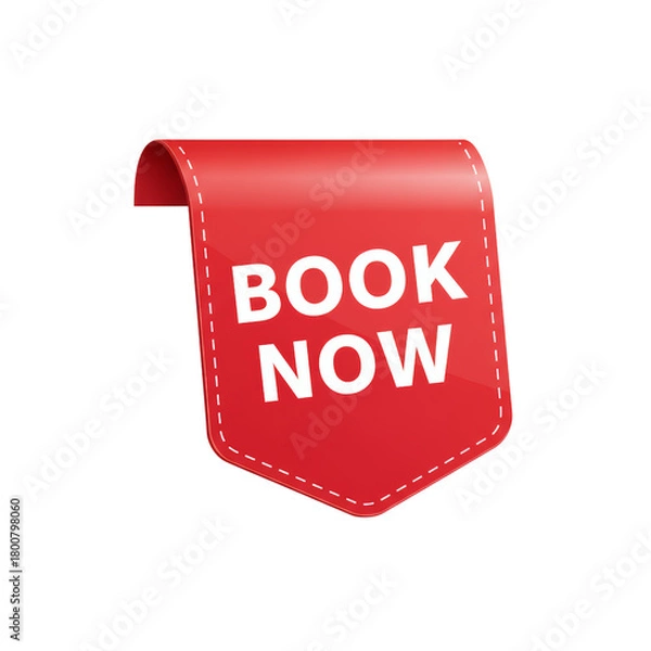 Fototapeta Eye-Catching Red Corner Ribbon Promoting Immediate Reservations for Services or Events