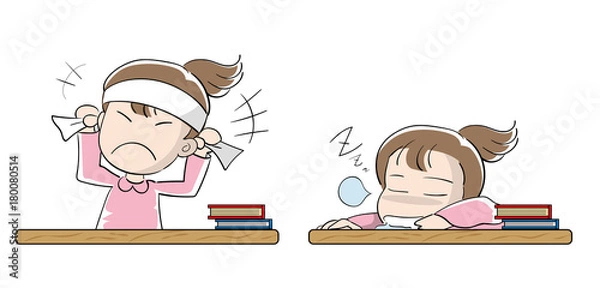 Obraz 受験生女の子セット・やる気と怠惰