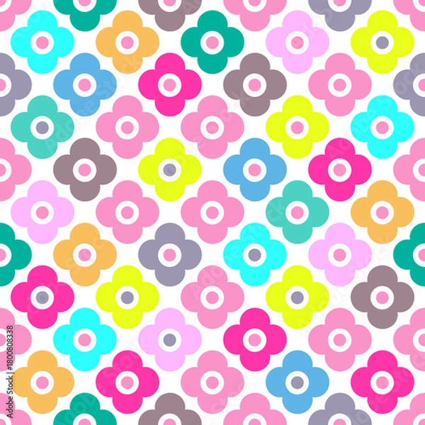 Obraz Multicolored rustic flower pattern on white
