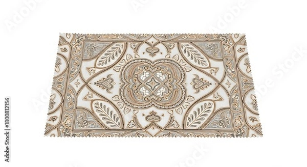 Fototapeta Decorative Ceramic Tile with Intricate Ornamental Pattern in Neutral Tones for Interior Design