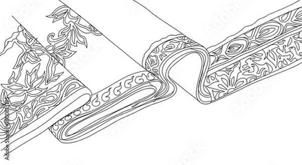 Fototapeta Decorative Rolled Fabric with Intricate Floral Patterns in Elegant Style