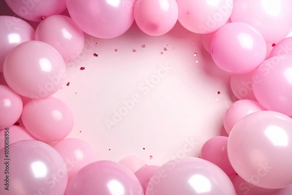 Fototapeta Pastel colors balloons on Beige color background, space for text.