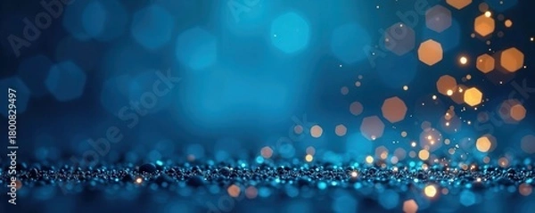 Obraz Golden sparkles ascend on a vibrant blue holiday background Ideal for festive designs , festive, illustration