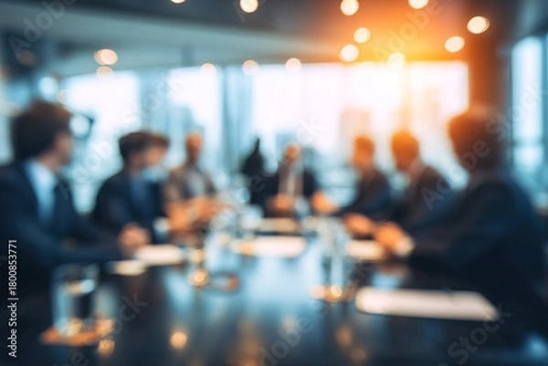 Fototapeta Business people in Round table discussions at Business conventions and Presentations, meeting business partners in the conference room, blurring the image. High quality