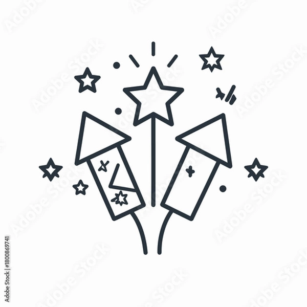 Obraz fireworks and stars icon independence day style