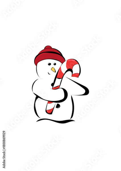 Obraz Schneemann mit Zuckerstange