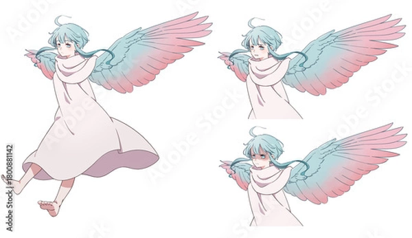 Obraz 腕が翼になっているハーピーの女の子表情セット
