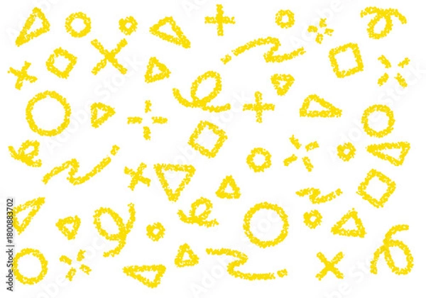 Obraz クレヨン素材　幾何学模様のポップな背景