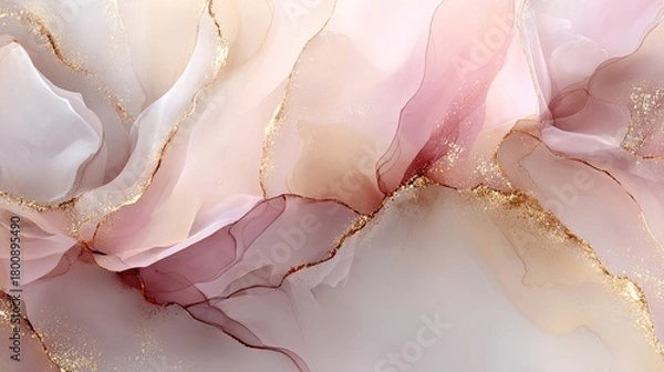 Obraz Elegant abstract watercolor background with pink and gold accents