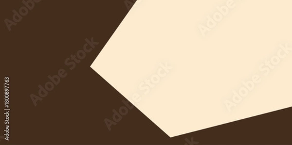 Obraz Modern Geometric Diagonal Cut Vector Illustration Background. Dynamic vector illustration background with a clean, sharp, diagonal hexagonal cut-out shape in beige on a dark brown field.