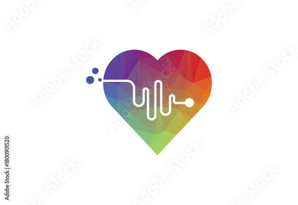 Fototapeta Low Poly and Healthcare Medical logo design, Vector design Concept