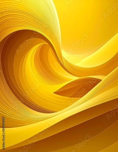 Fototapeta A mesmerizing, abstract artwork featuring flowing, vibrant golden ribbons that create a dynamic and swirling composition