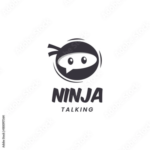 Fototapeta Ninja talking logo ready for chat app, social media or branding project. Modern and professional design.