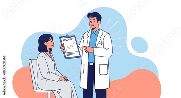Fototapeta Medical Professional Explaining Recovery Progress to Patient After Medical Procedure