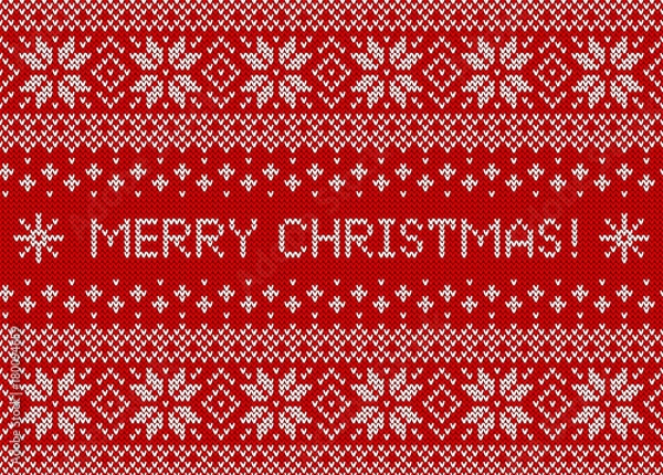 Obraz Merry Christmas background. Knitted scandinavian pattern.