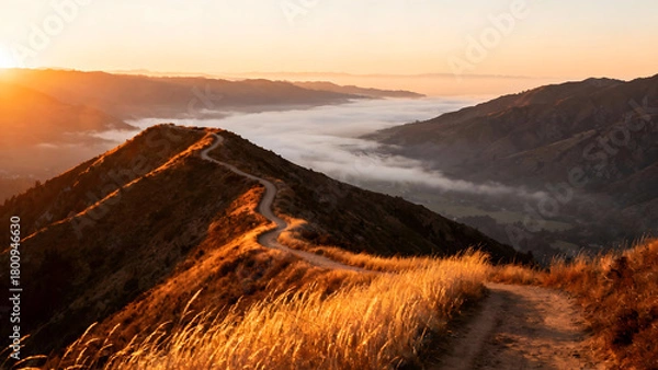 Fototapeta Golden Hour Hiking Trail