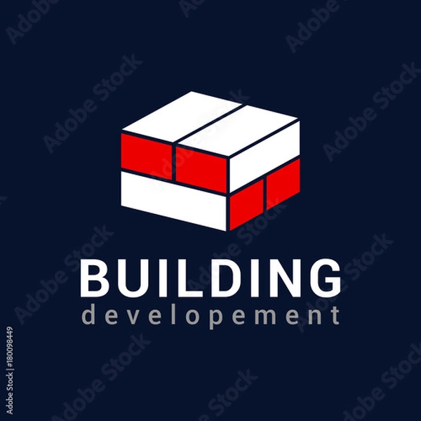 Fototapeta Vector logo template for real estate or building company. Illustration of bricks. EPS10. Icon concept. Architecture.