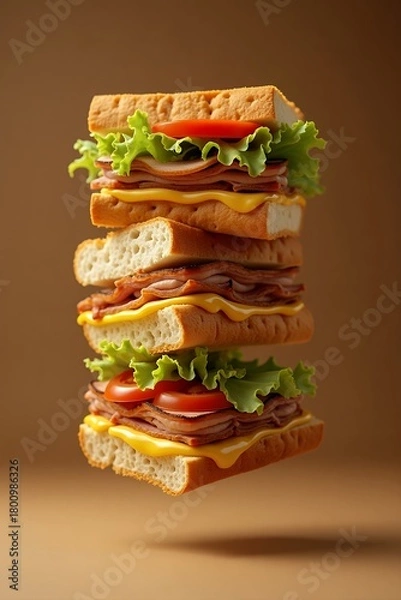 Fototapeta Stacked Sandwich Delight A Culinary Tower of Deliciousness.