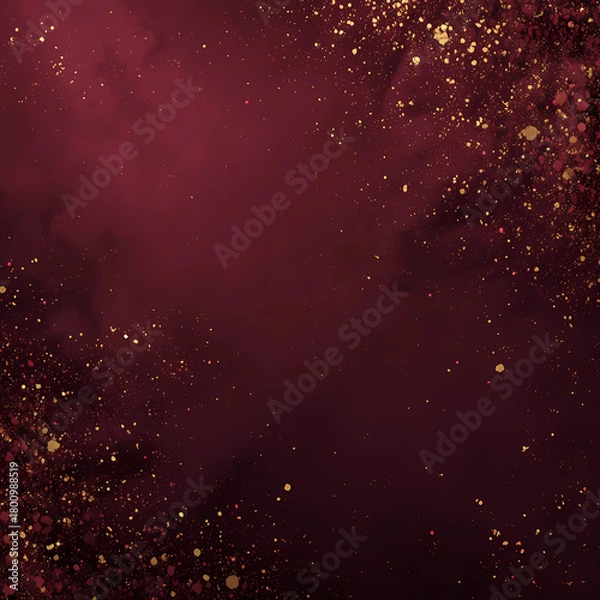 Obraz Deep Burgundy Luxury Background with Gold Speckles and Grainy Texture
