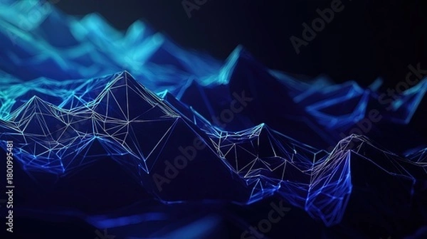 Fototapeta Abstract digital landscape with glowing lines.