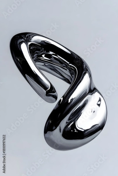 Fototapeta 3D Rendered Abstract Flowing Metallic Shape