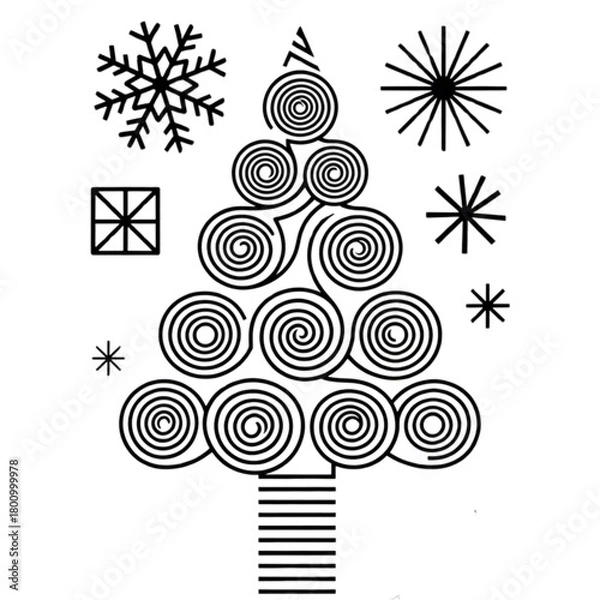 Obraz set of christmas tree and christmas accessories vector icons