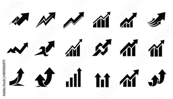 Obraz Set of financial growth arrows vector illustration for business and charts