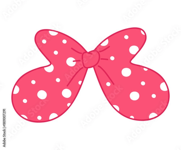 Obraz Red bow with white polka dots.