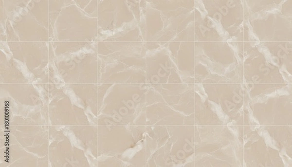 Fototapeta Beige marble texture with cloudy soft veins seamless tile pattern