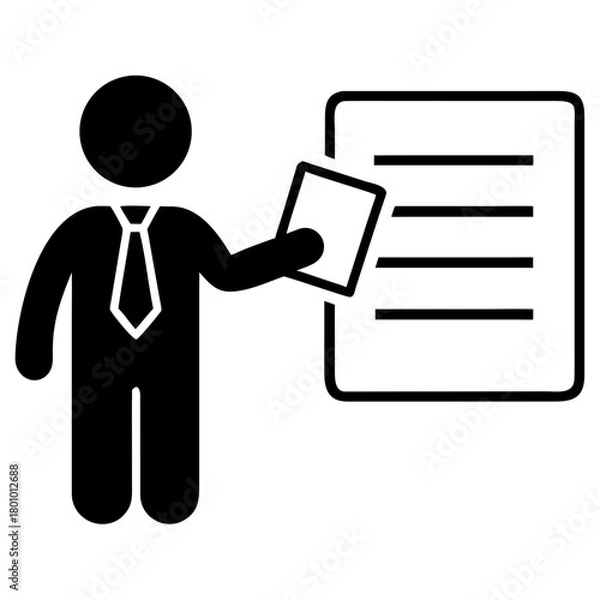 Obraz Business Manager Reviewing Document Silhouette