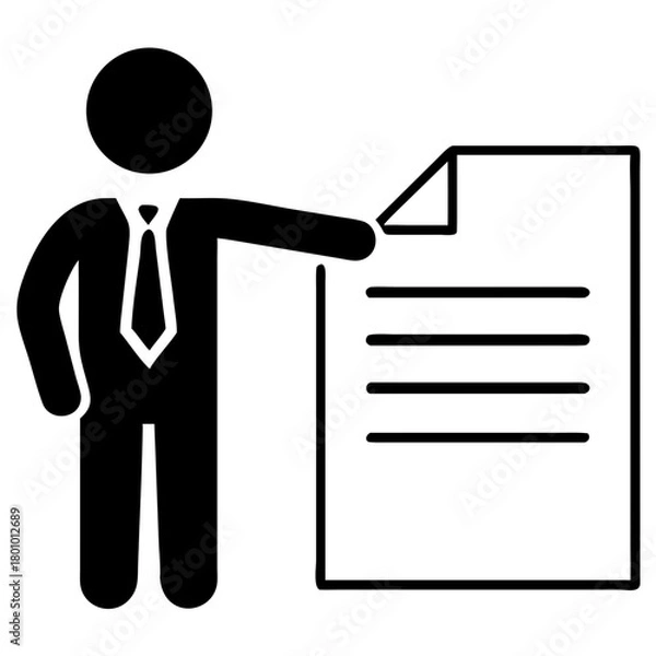 Obraz Manager Pointing at Document Silhouette