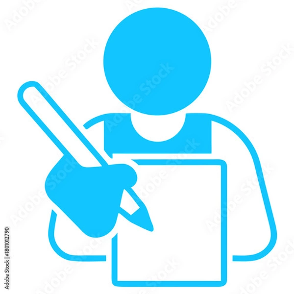 Obraz Person Using Tablet and Pen Silhouette