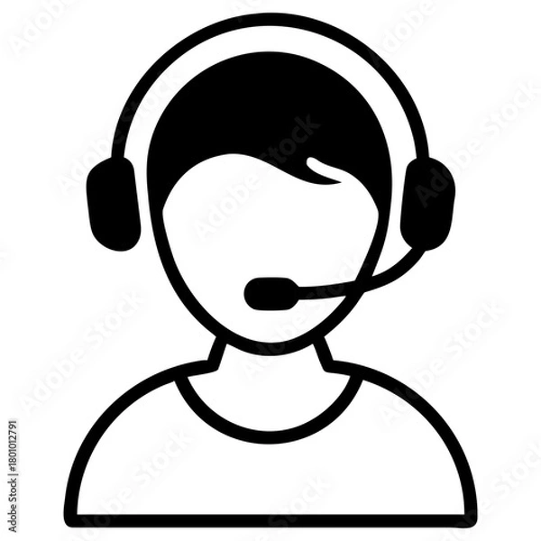 Obraz Customer Support Agent with Headset Silhouette
