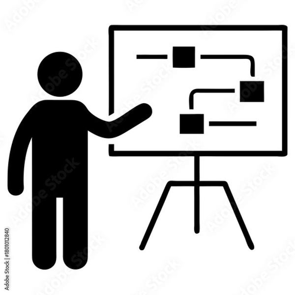 Obraz Project Manager Explaining Roles Silhouette