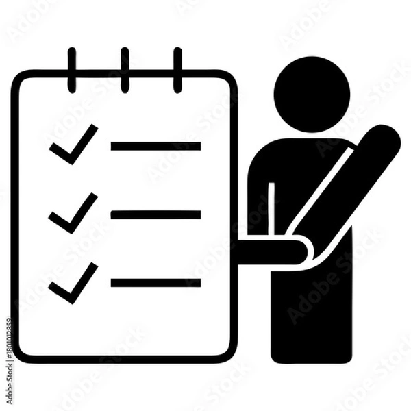 Obraz Worker Writing Goals on Notepad Silhouette