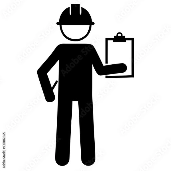 Obraz Worker Holding Clipboard Silhouette