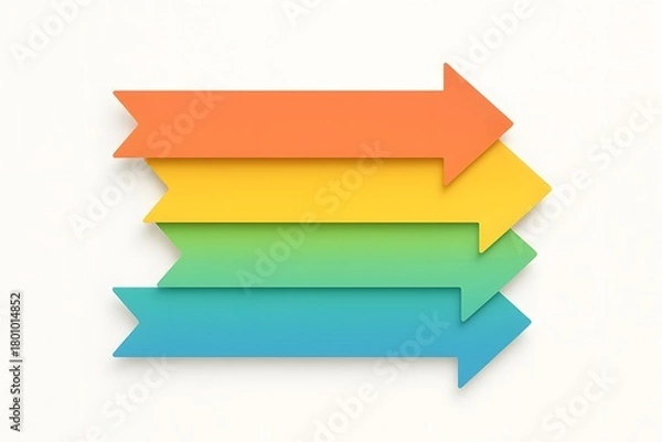 Obraz Horizontal Layered Arrow Infographic — Gradient Progress and Steps Vector on White Background