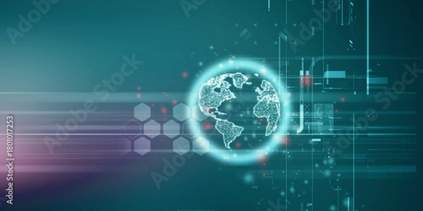 Fototapeta 2d illustration world map abstract background